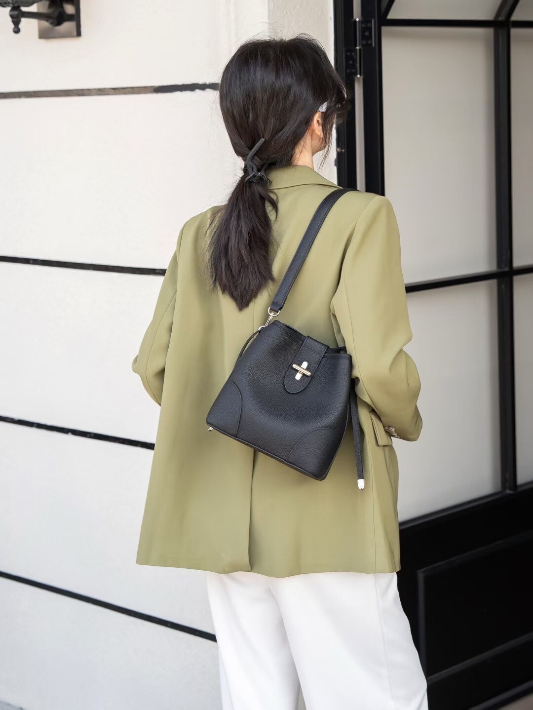 11059-韓版束口牛皮水桶包