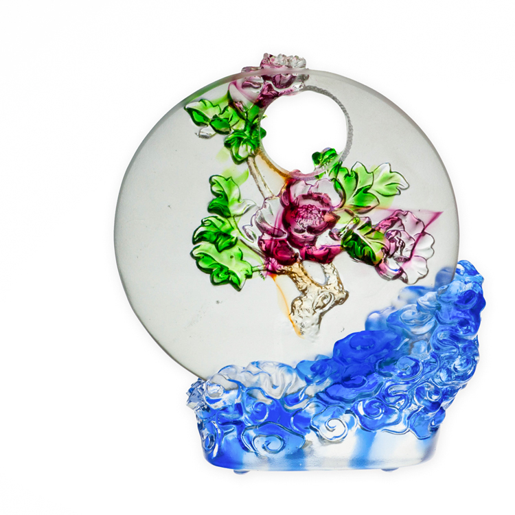 鹿港窯禮品館｜居家開運 琉璃珍藏 花好月圓 牡丹花 擺飾