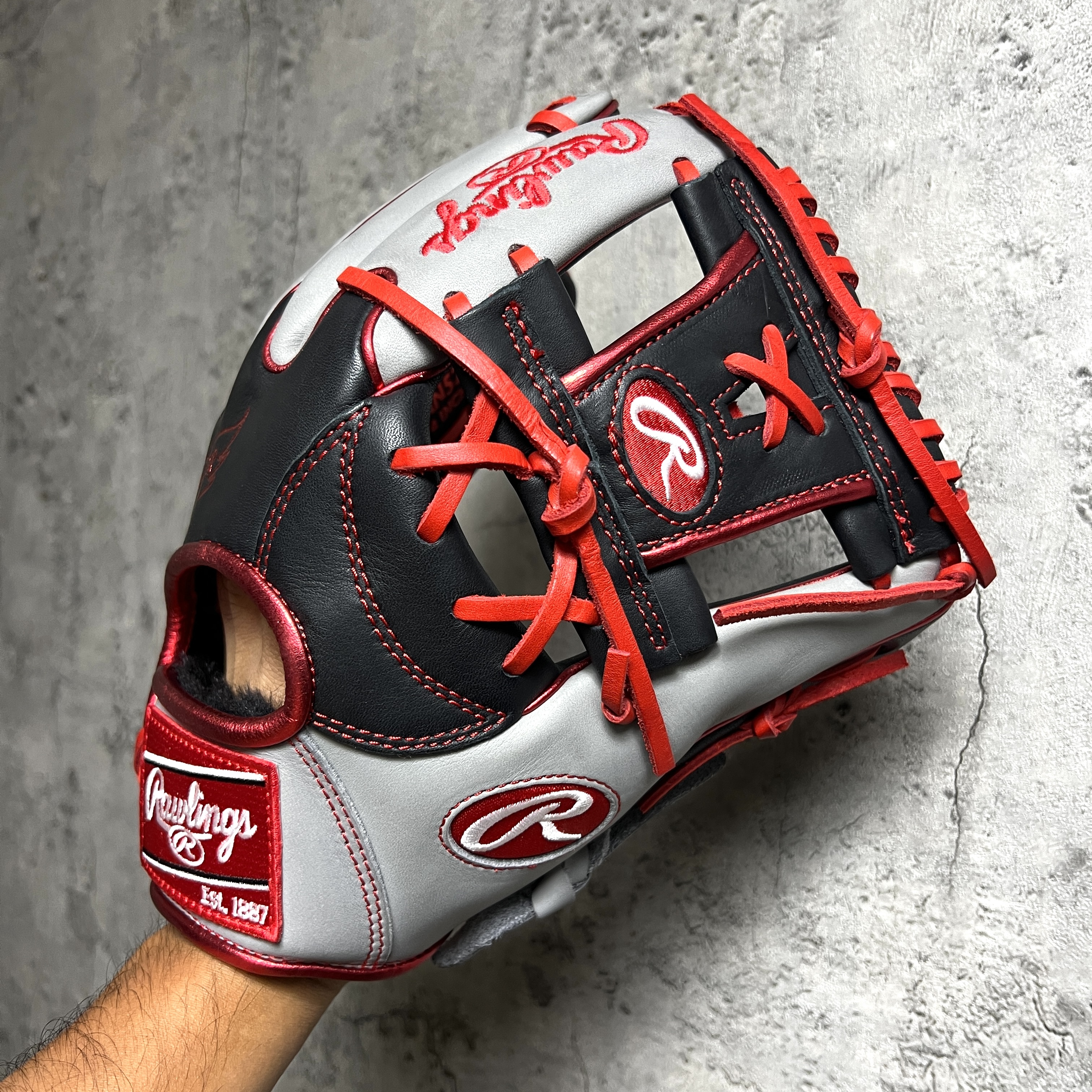 約11.25吋　Rawlings 軟式 帥氣黑灰工檔 GR4HMN52W