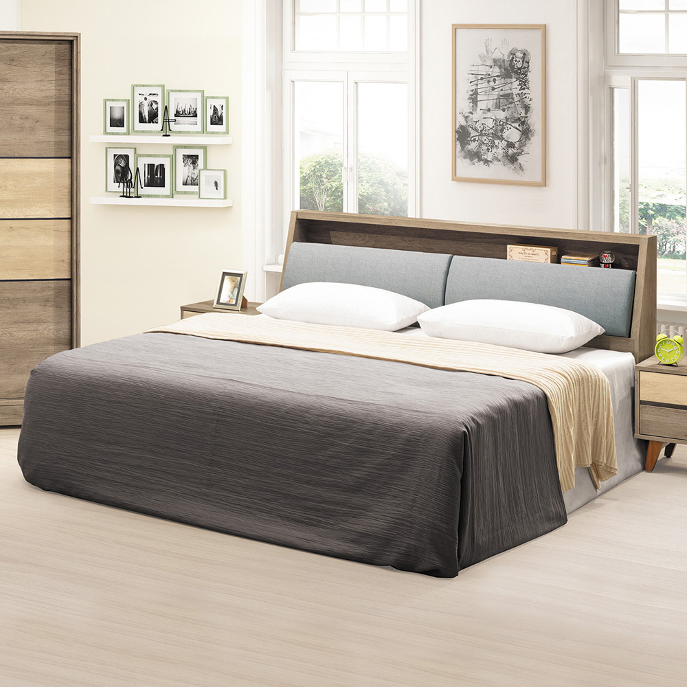 范奇6尺雙人加大床組(貓抓皮革床頭箱+六分木心板床底-不含床墊)