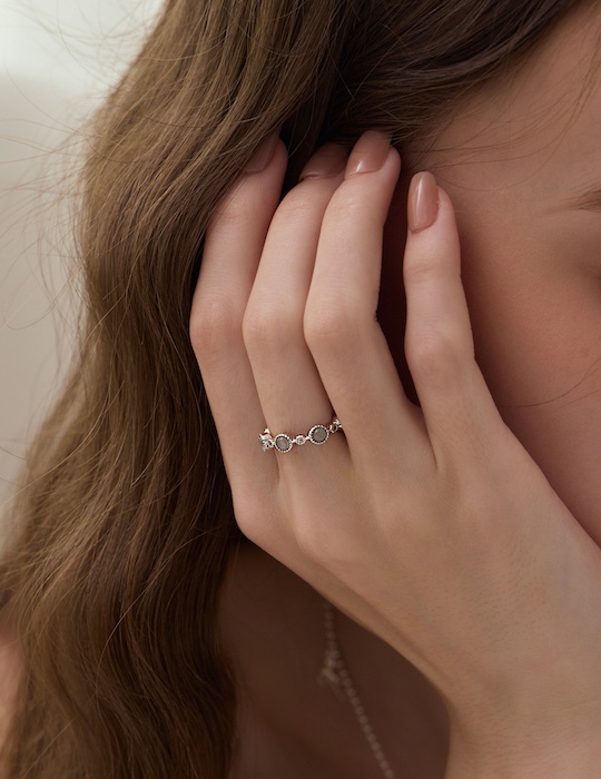 貓眼石環繞可調式戒指(銀)