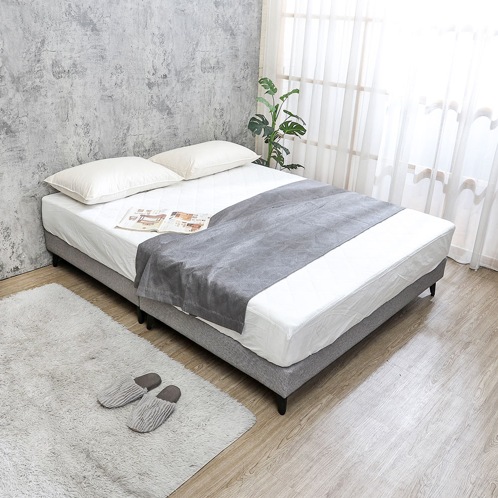 帕尼克5尺雙人灰色貓抓皮革床底/床架(不含床頭箱及床墊)
