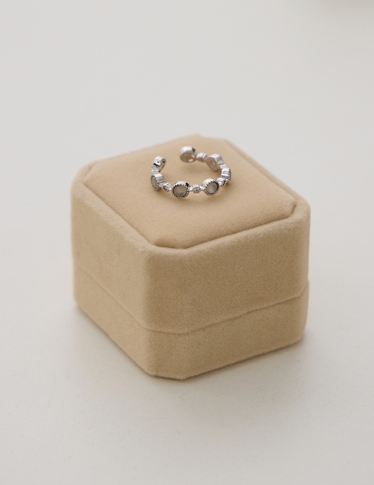 貓眼石環繞可調式戒指(銀)