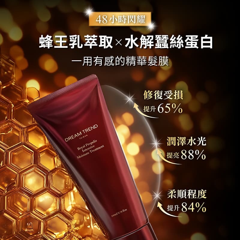 DREAM TREND 凱夢 皇家蜂王乳瞬柔閃耀護髮膜 + 果酸極致修護精華*3 護髮優惠組【b090】