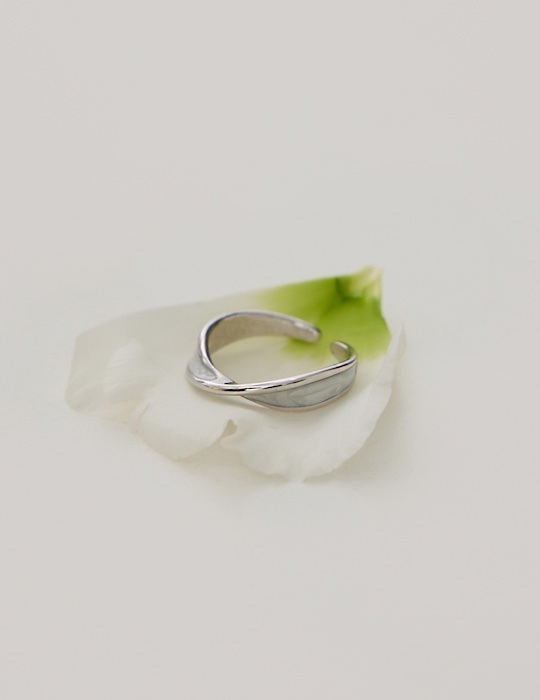 畫釉交錯感可調式戒指(銀)