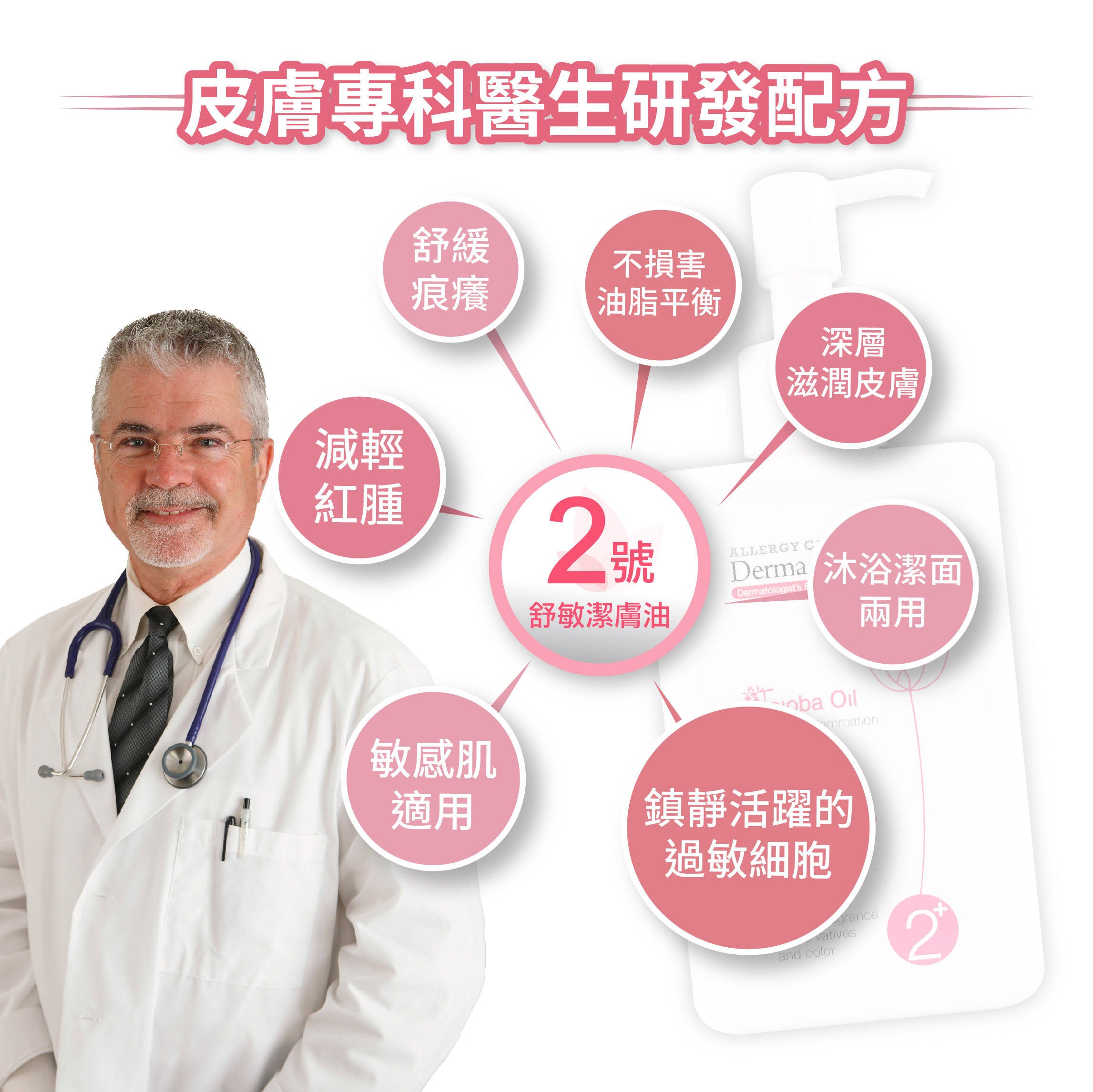 Derma+care 2+舒敏潔膚油產品圖