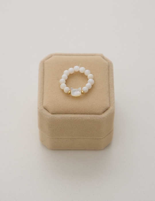 小貓貝珠彈性繩戒指