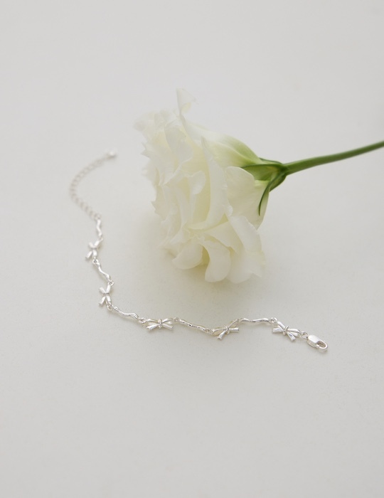 【925純銀】蝴蝶結輕絲帶手鍊