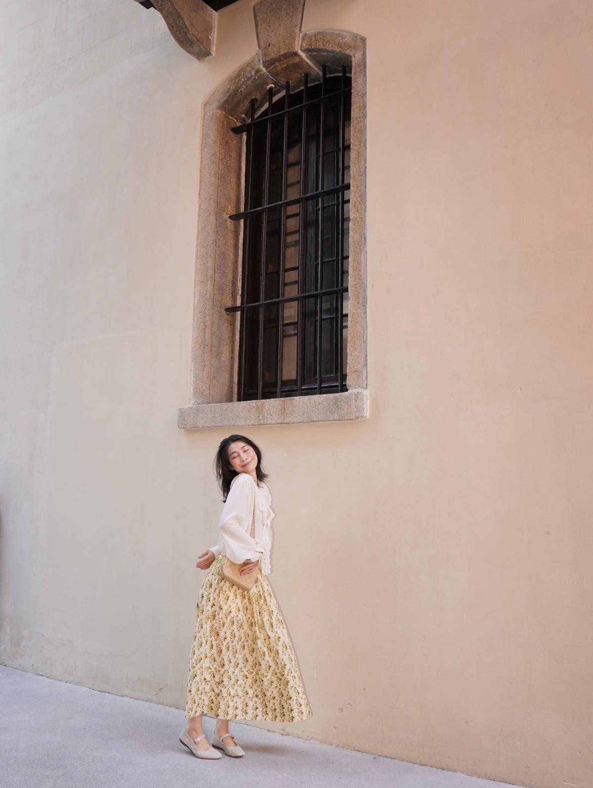 HANAA 新款純棉復古碎花裙擺立體壓褶半身裙