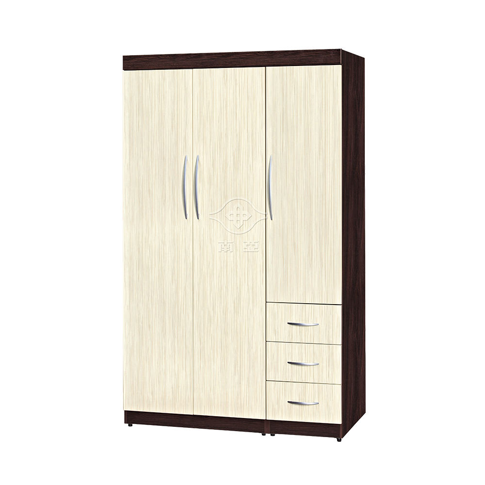 南亞塑鋼-萊爾4尺三開門三抽塑鋼衣櫃