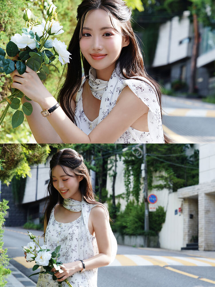 SALE800 OH!HER 碎花雪紡短洋裝（附裙罩）