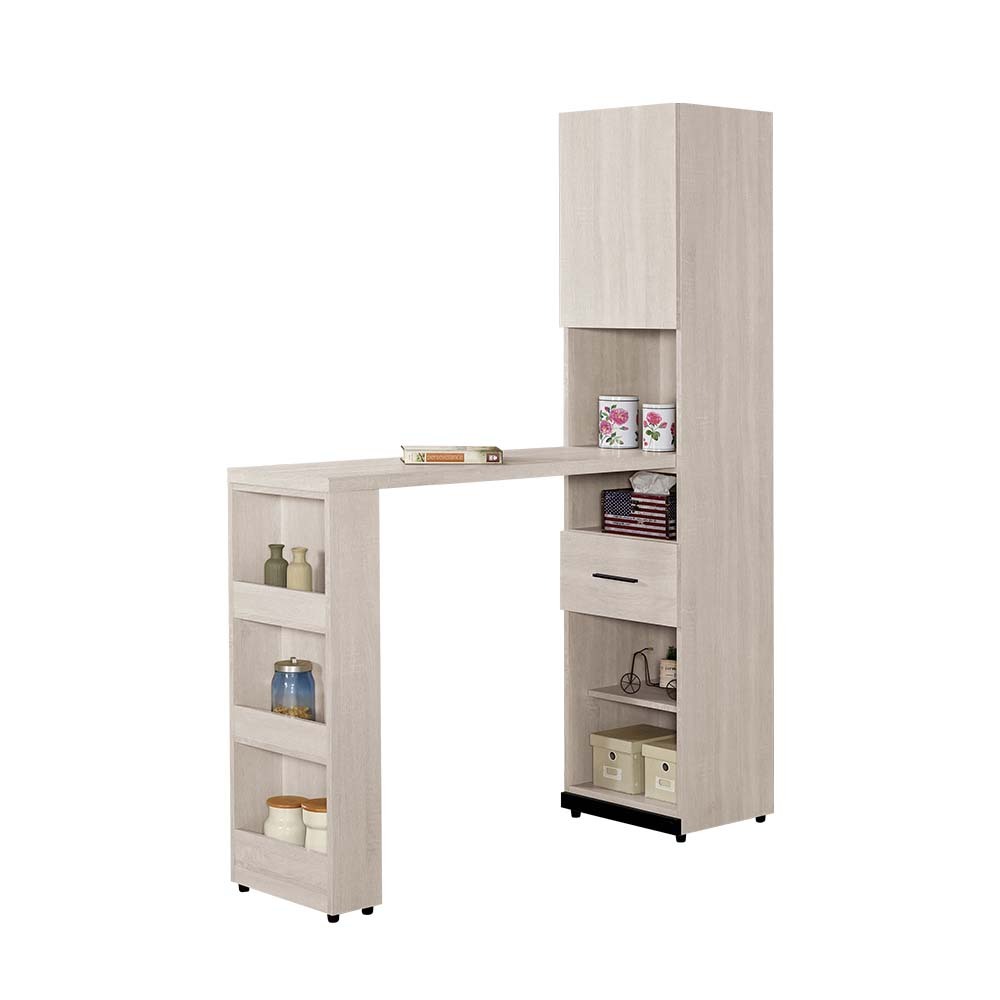 曼珊4.4尺中島型吧台桌+餐櫃/多功能L型收納餐桌櫃組合(4.4尺吧台桌+1.4尺高餐櫃)