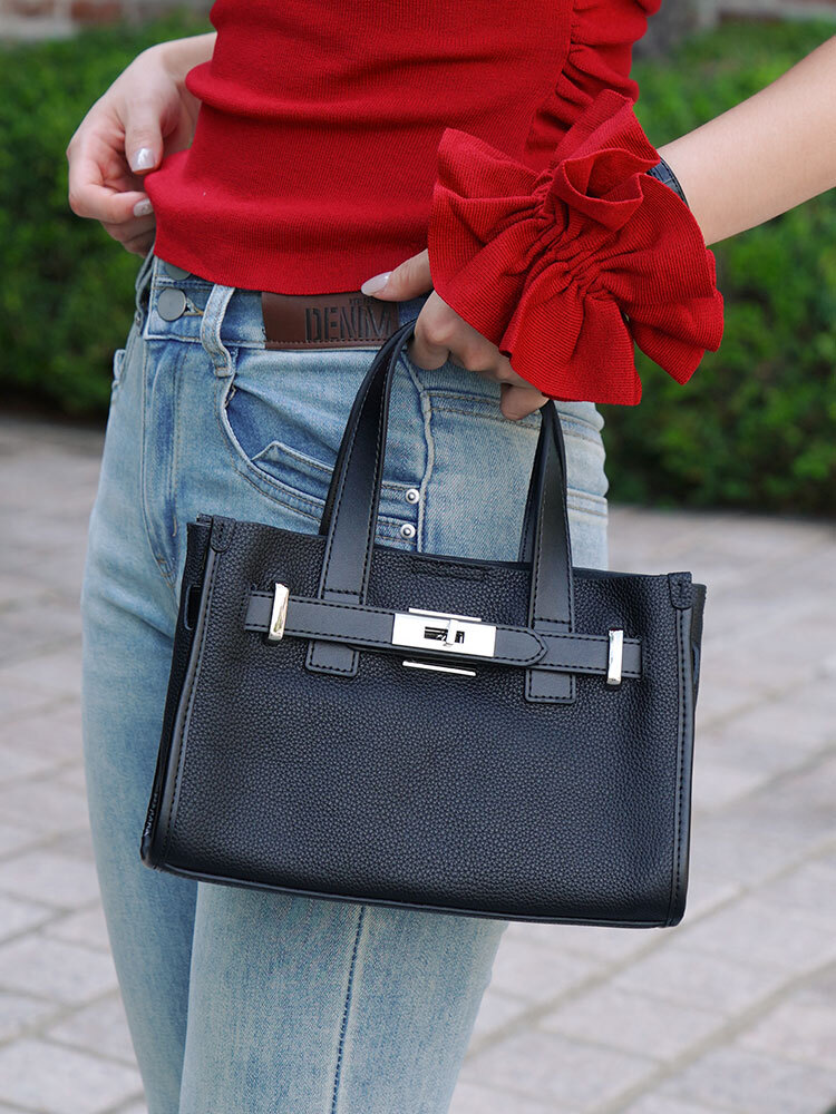 * 百搭頭層牛皮手提單肩鉑金包