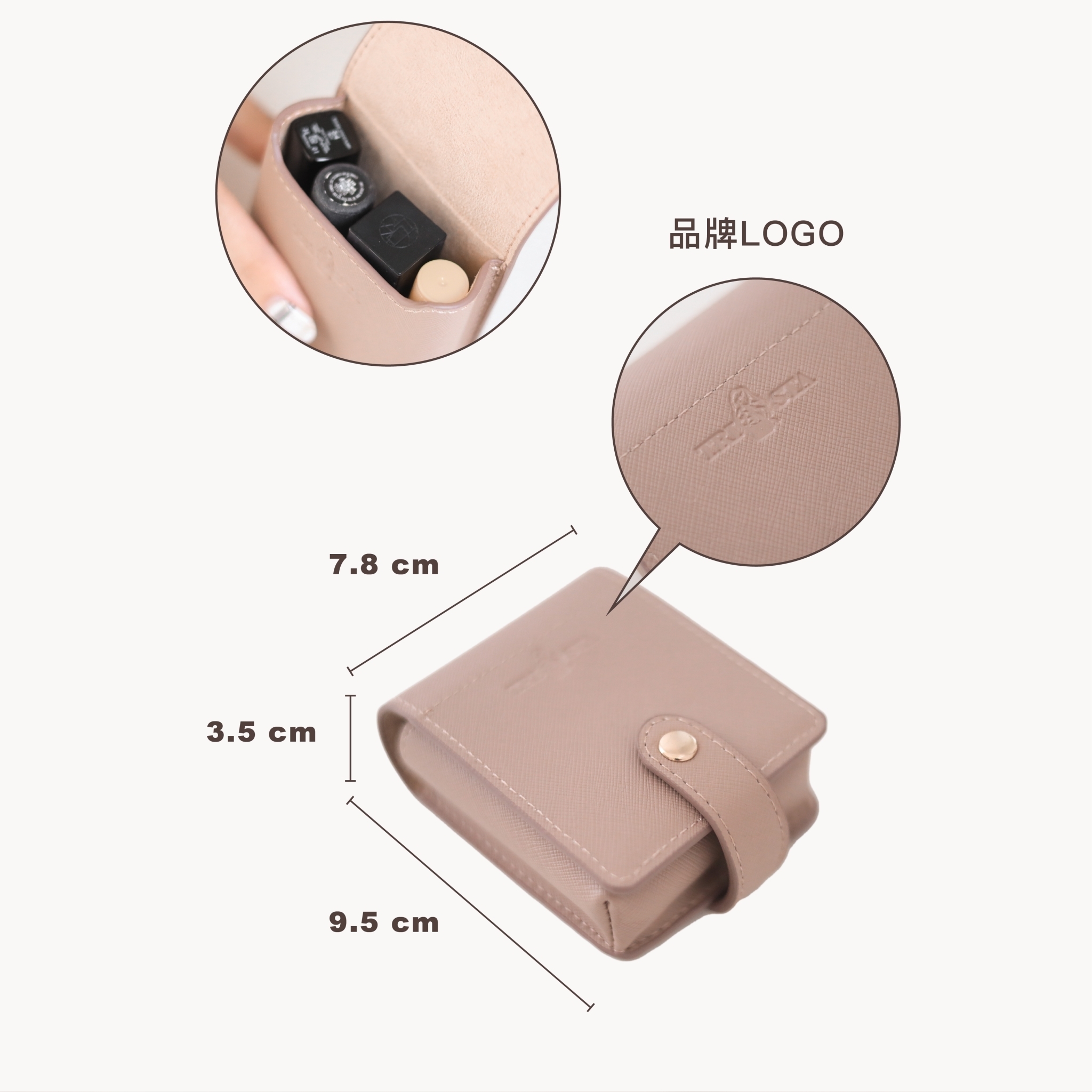 Sanly Joy 十字紋牛皮口紅包|細節質感大特寫