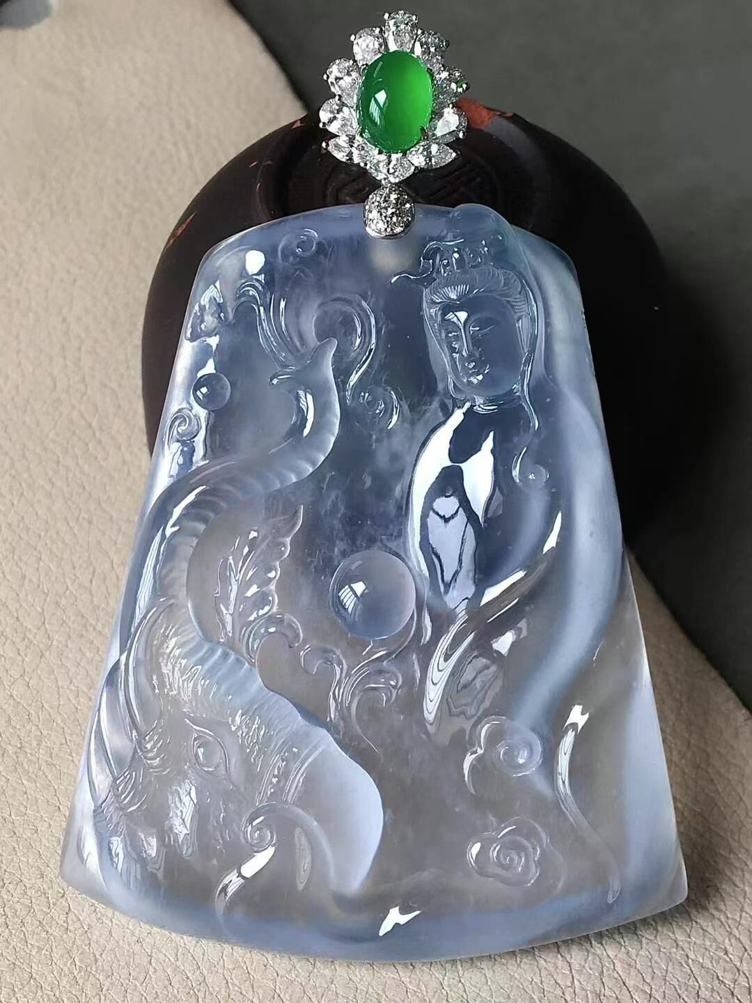 7125522 翡翠玻璃種普賢菩薩吊墜