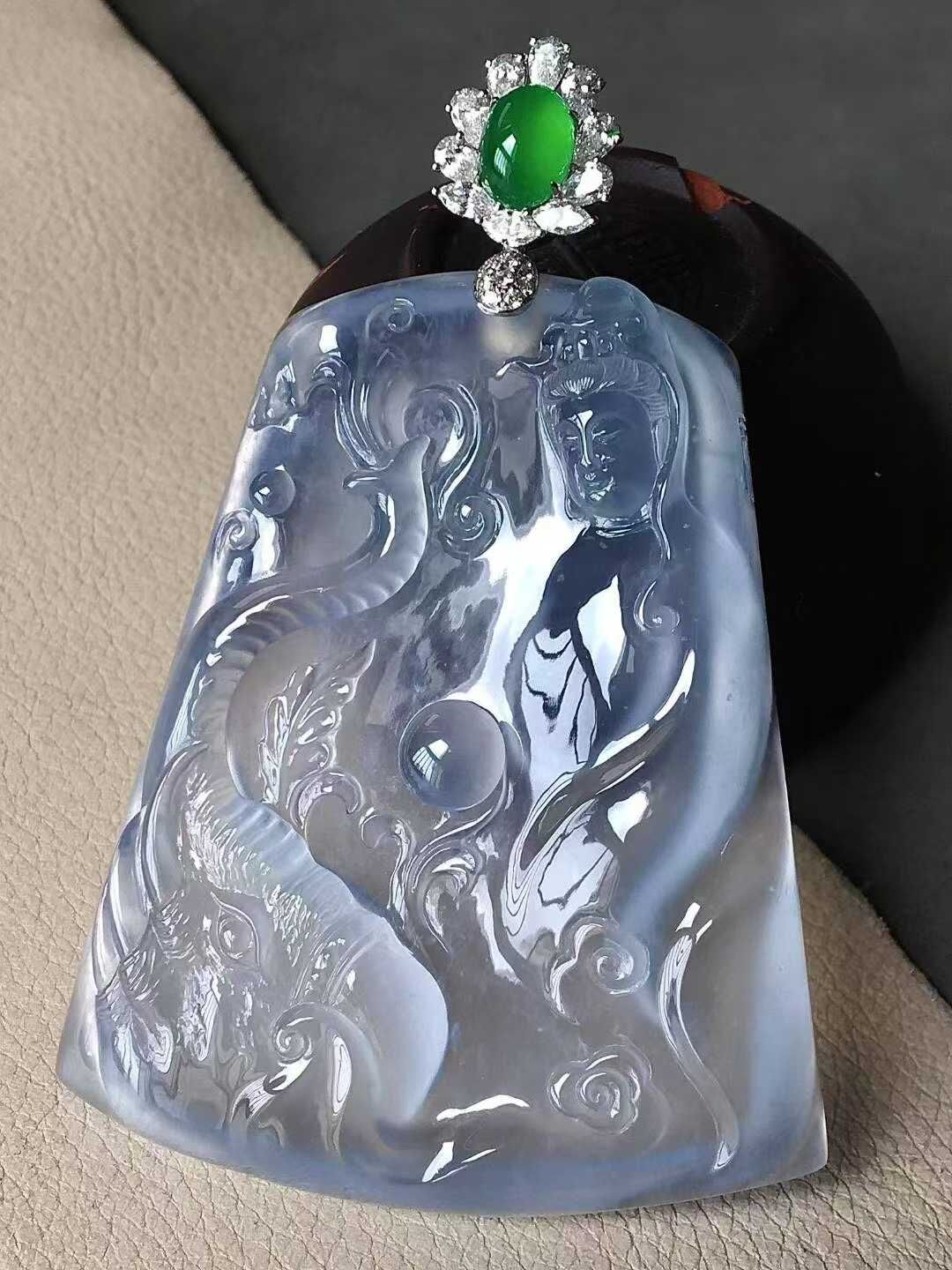 7125522 翡翠玻璃種普賢菩薩吊墜