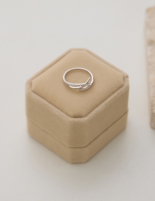 【925純銀】排鑽交織可調式戒指(銀)