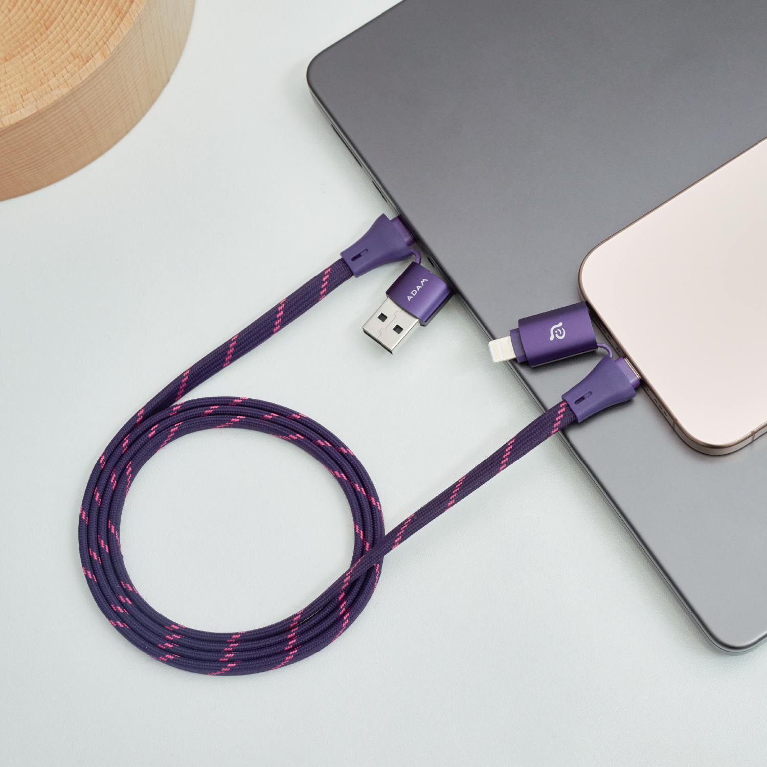 PeAk MF401 4-in-1 60W Magnetic Flat Charging Cable