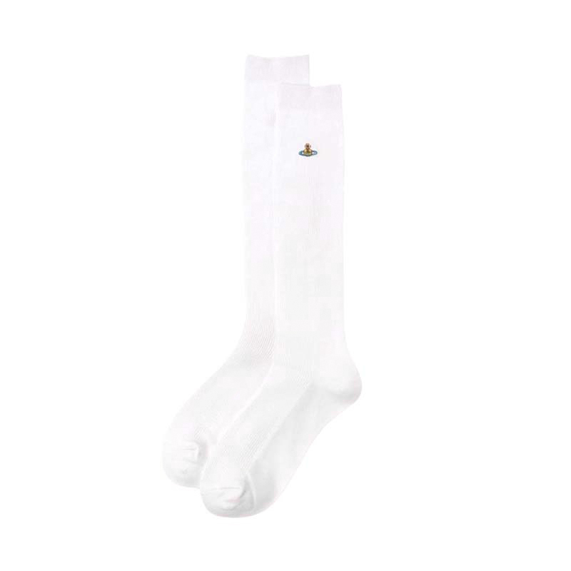 Vivienne Westwood ORB School Ribbed High Socks 高筒長襪 白色 430801L-000 [台灣現貨]