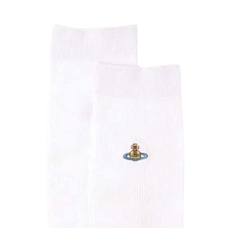 Vivienne Westwood ORB School Ribbed High Socks 高筒長襪 白色 430801L-000 [台灣現貨]