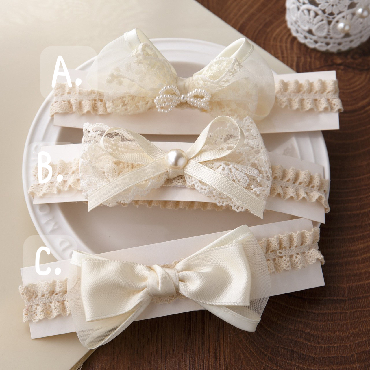 蕾絲蝴蝶結髮帶