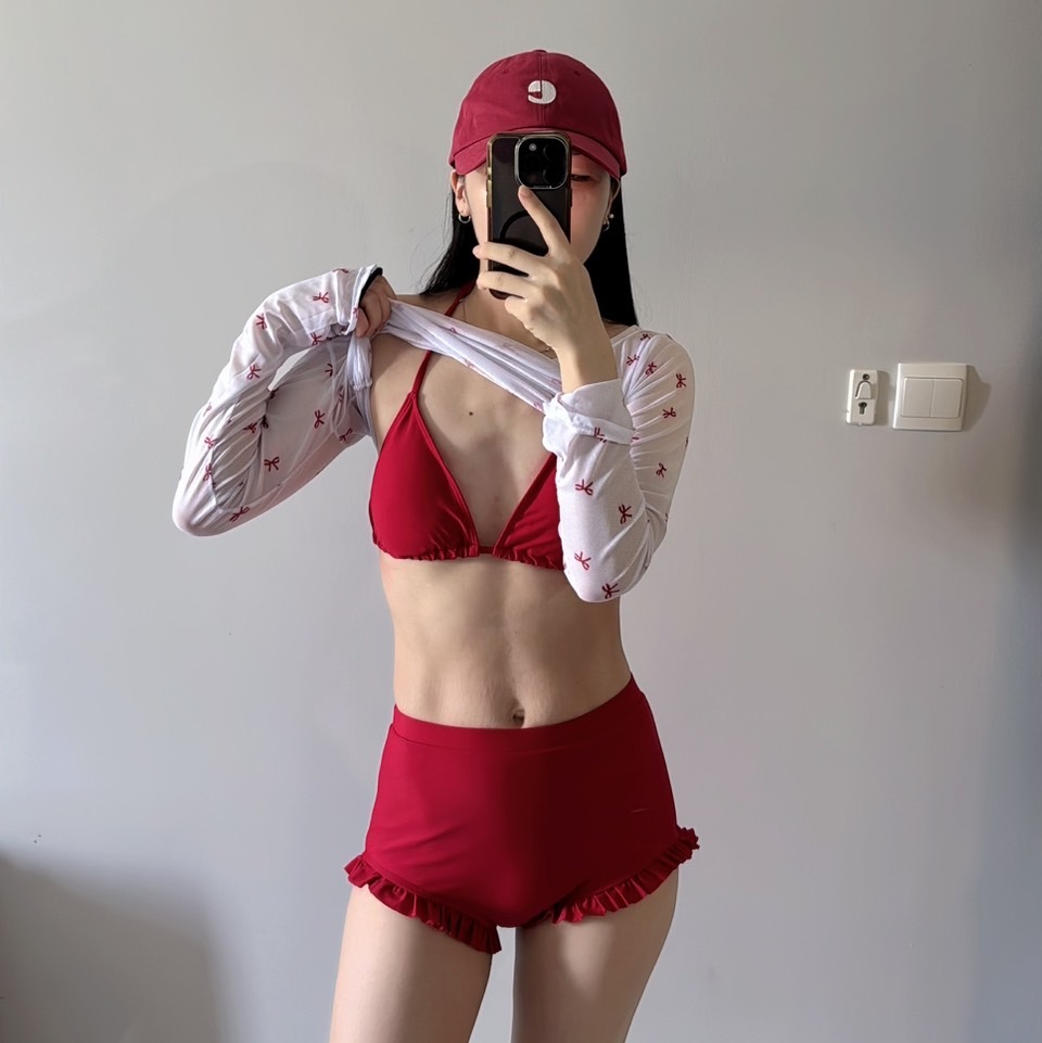 超顯白蝴蝶結可愛比基尼三件組（現貨）