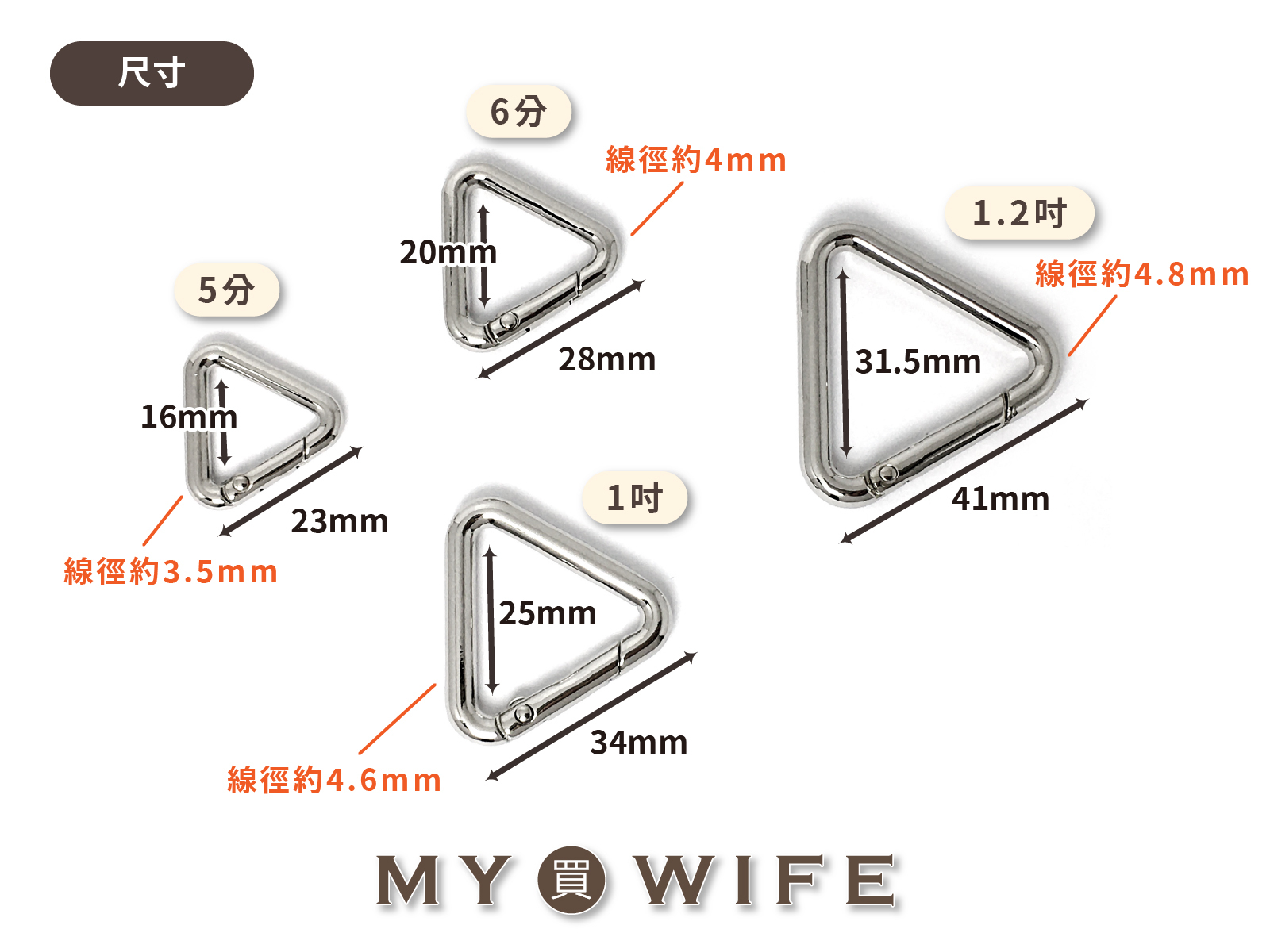 三角彈簧圈_鎖圈/連接扣/三角環/彈簧扣_5色4規格【YR-Y2024/YR-Y1025/YR-Y1026】