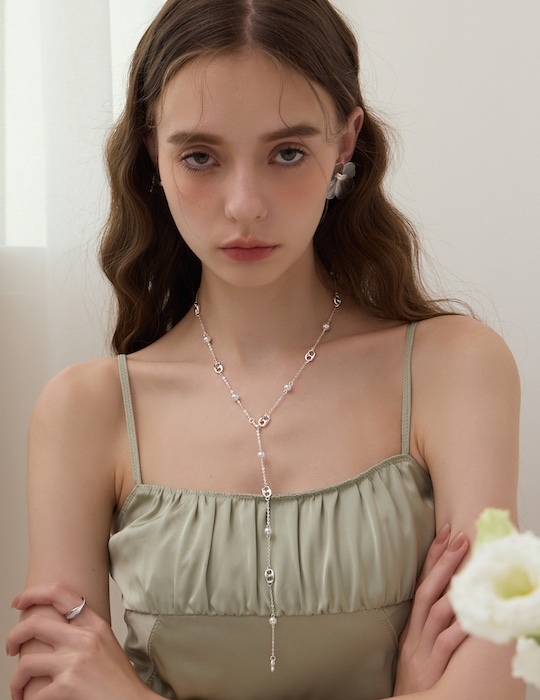 豬鼻珍珠交錯長項鍊