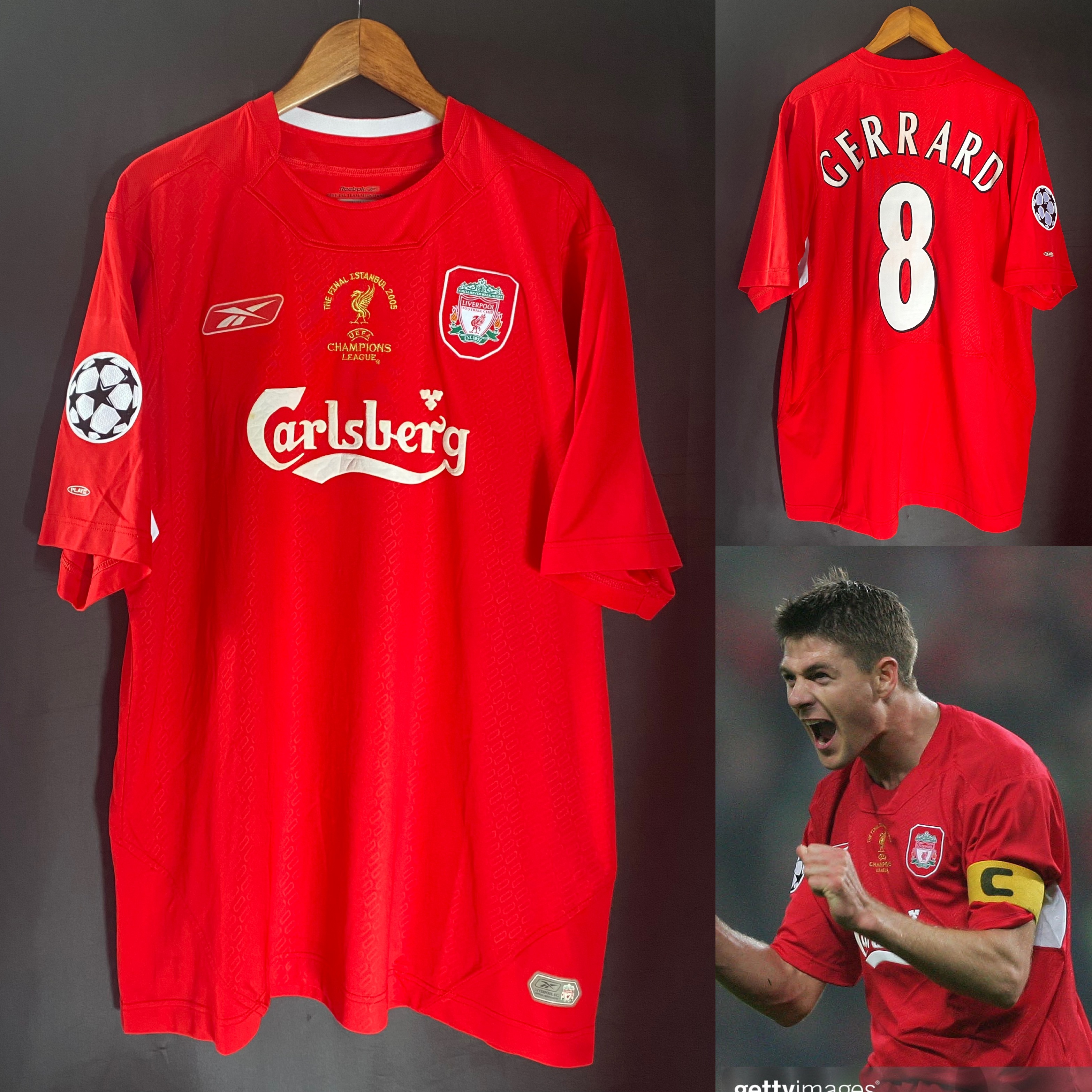 Liverpool 2005-2005 UEFA Champions League Final Reebok Home Shirt #8 GERRARD