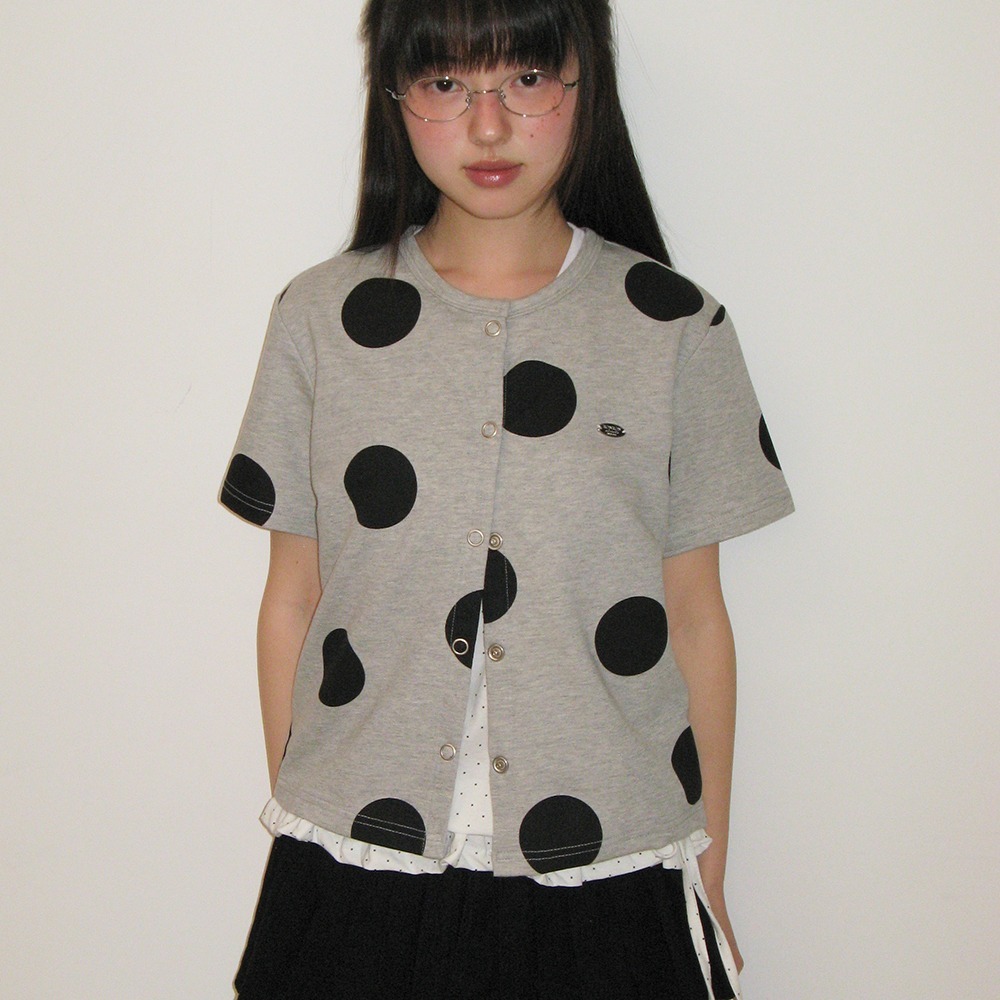 RONRON BIG DOT SNAP SWEAT CARDIGAN