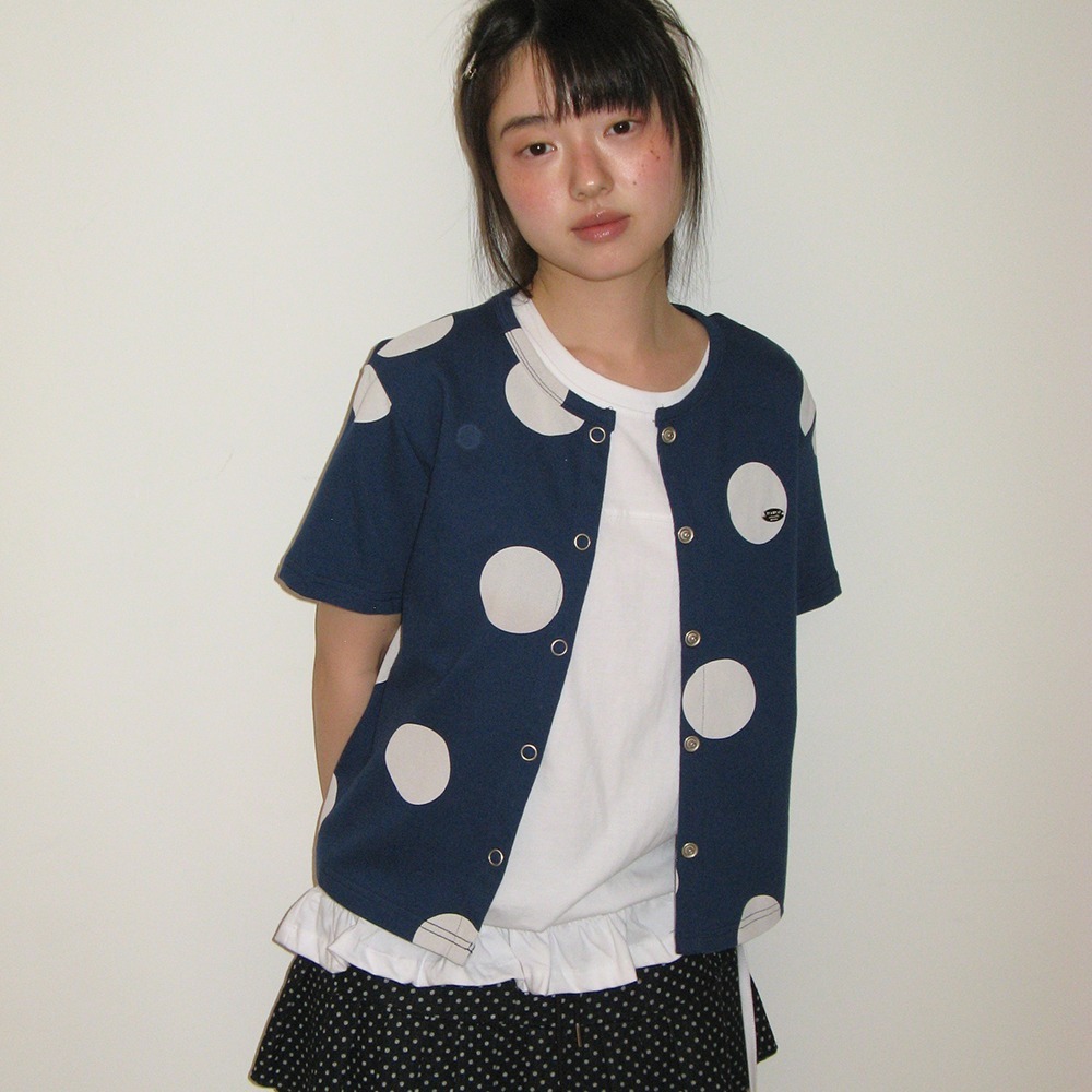 RONRON BIG DOT SNAP SWEAT CARDIGAN
