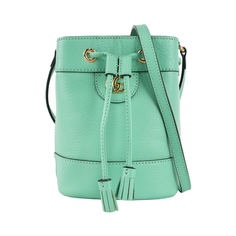 【GUCCI】Ophidia 金色標誌水桶斜背包(Mini)(薄荷綠)