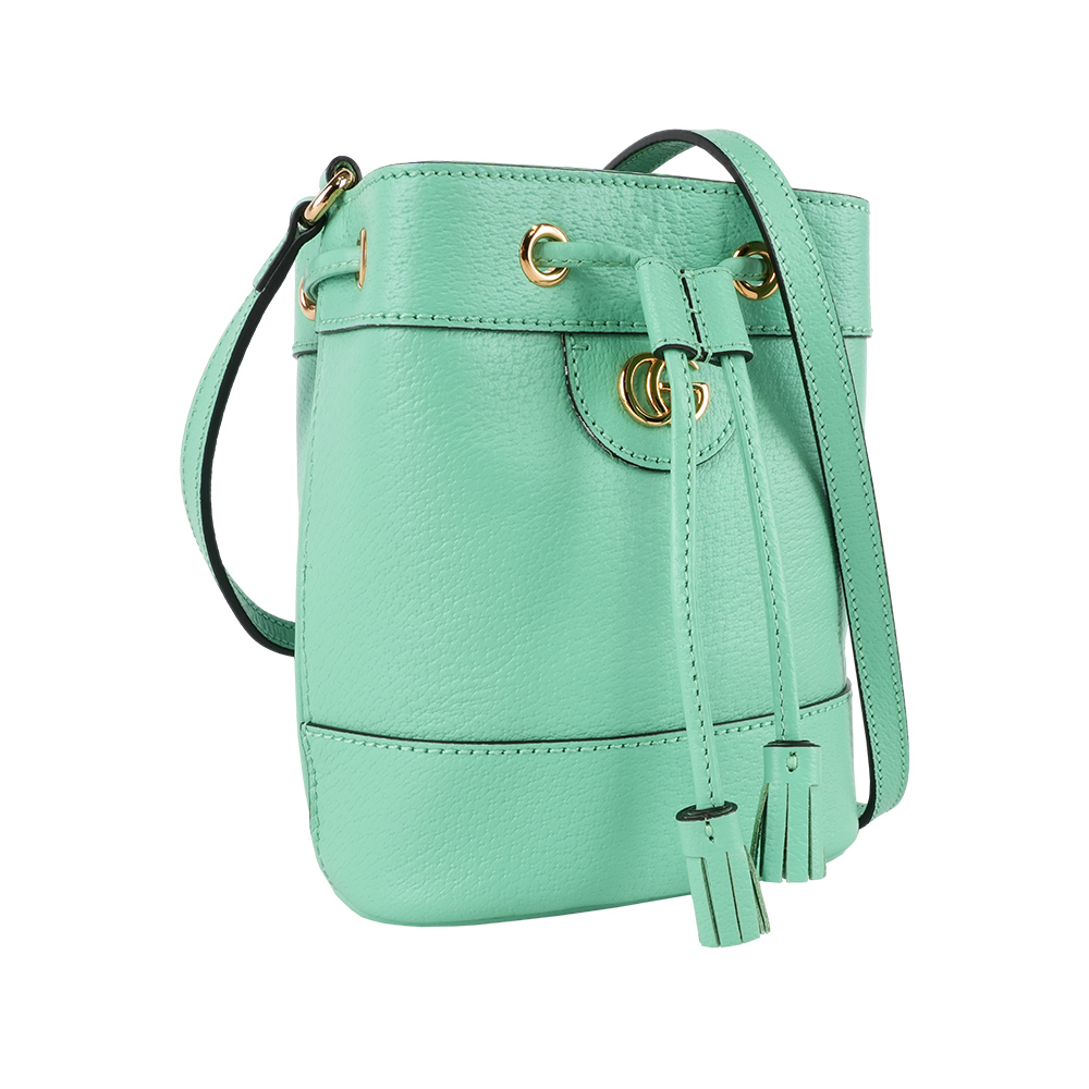 【GUCCI】Ophidia 金色標誌水桶斜背包(Mini)(薄荷綠)