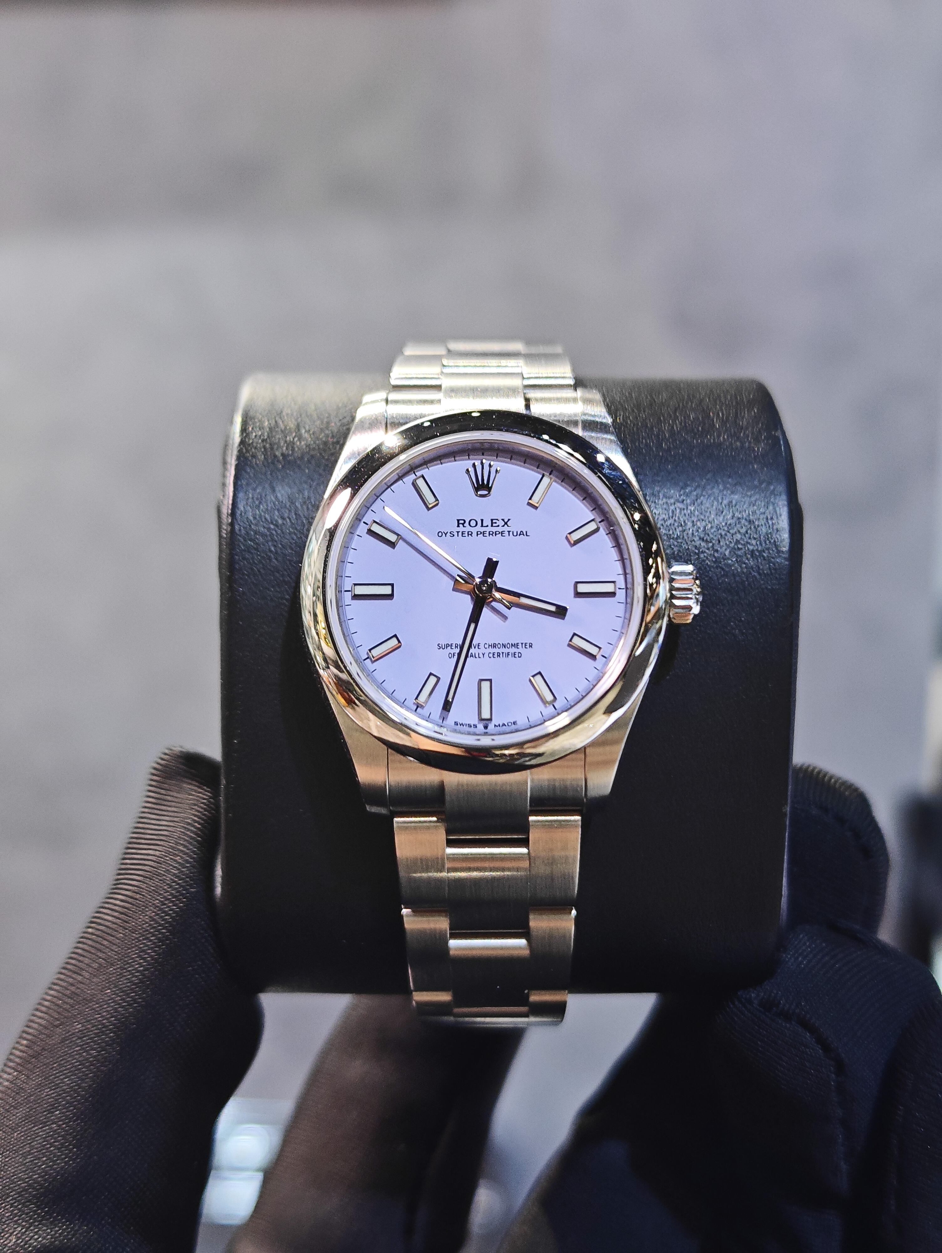 BRAND NEW ROLEX 277200 OYSTER PERPETUAL 31 WITH A LAVENDER DIAL AND AN OYSTER BRACELET 31MM