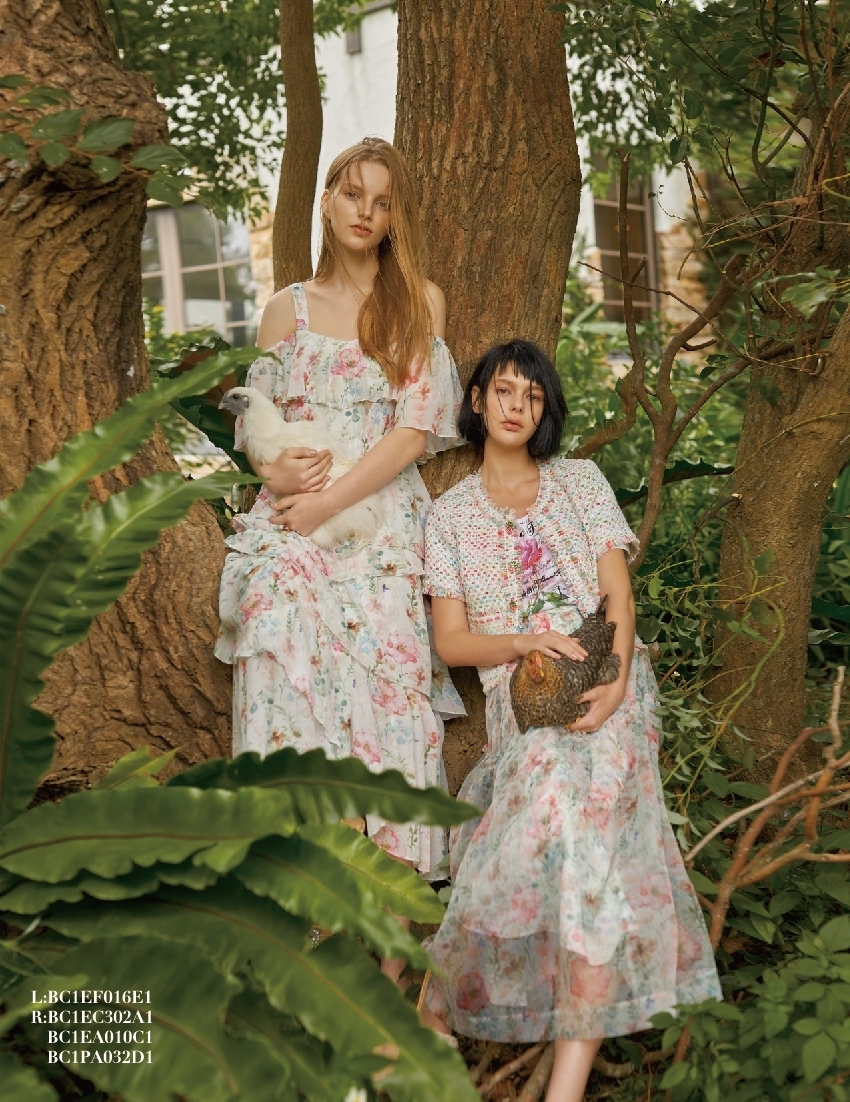 BC1EF016E1 法國玫瑰不規則蛋糕連衣裙