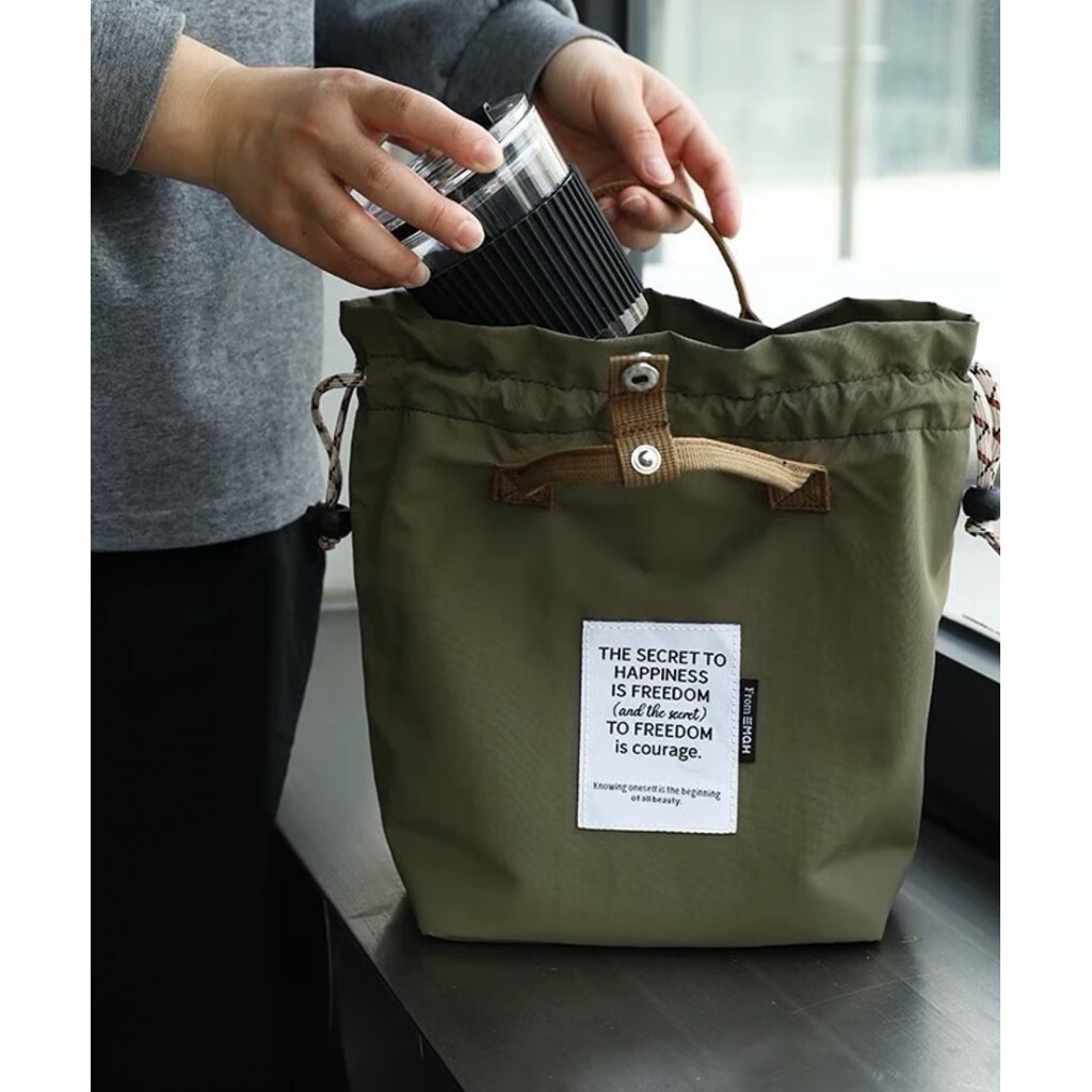 (預購商品 7/28收單) 日系 抽繩手提撞色保溫保冷袋