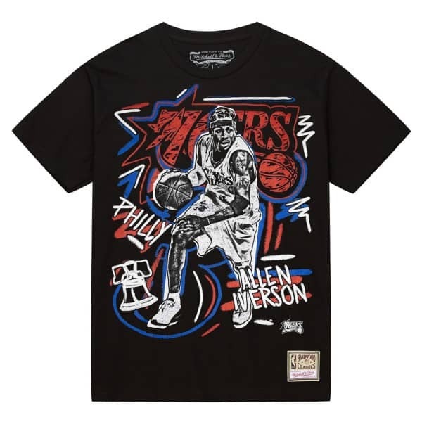 Mitchell & Ness CHALKED UP TEE ALLEN IVERSON 76人 黑色 短袖 MN25ATS07A [台灣現貨]