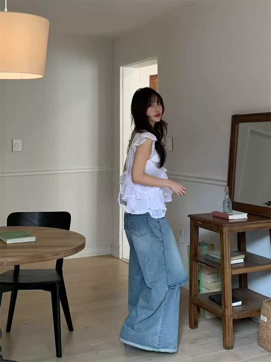 7W15 甜美純慾風蛋糕感綁帶上衣 白色