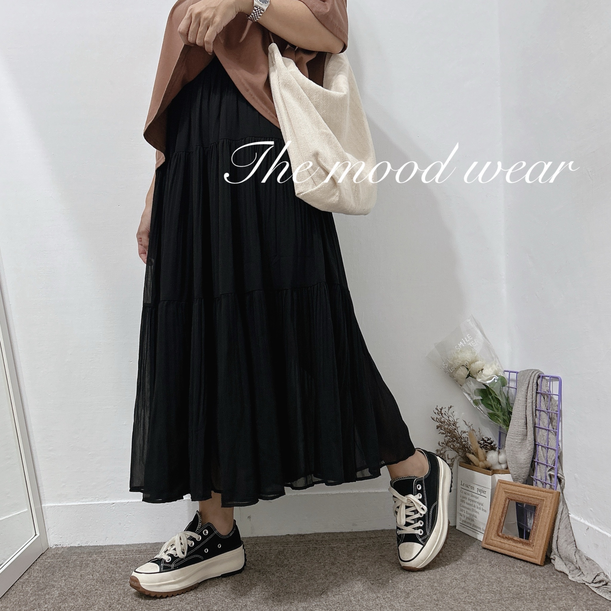 推薦款超修身壓褶長裙 雪紡長裙(紫色/水藍/黑色)