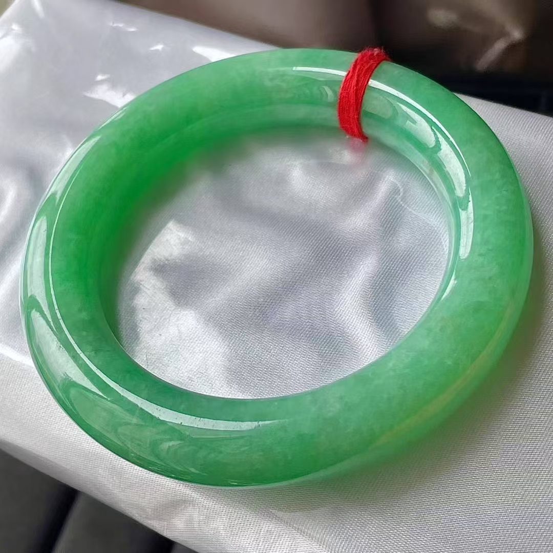 滿綠翡翠圓條手鐲,天然翡翠A玉, 緬甸玉, Jade, Jadeite