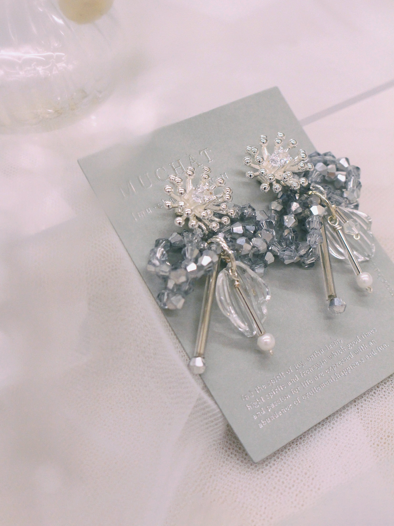 溫莎小姐。(2way)MUCHAT手作煙花蝶結水晶純銀針耳環