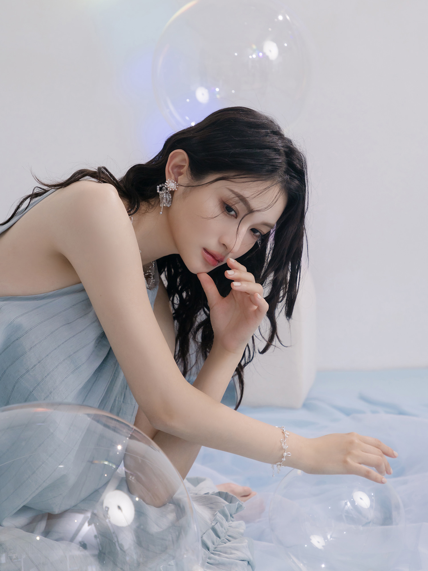 溫莎小姐。(2way)MUCHAT手作煙花蝶結水晶純銀針耳環