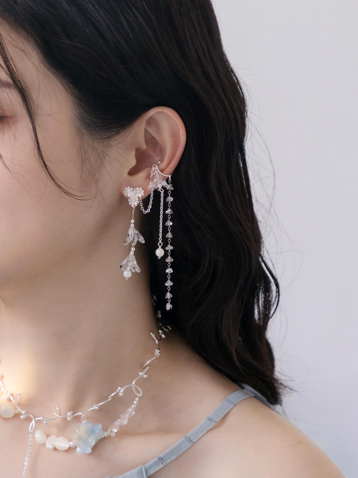 雲霧催眠師。(3way)MUCHAT手作雛菊花苞水晶耳骨耳環