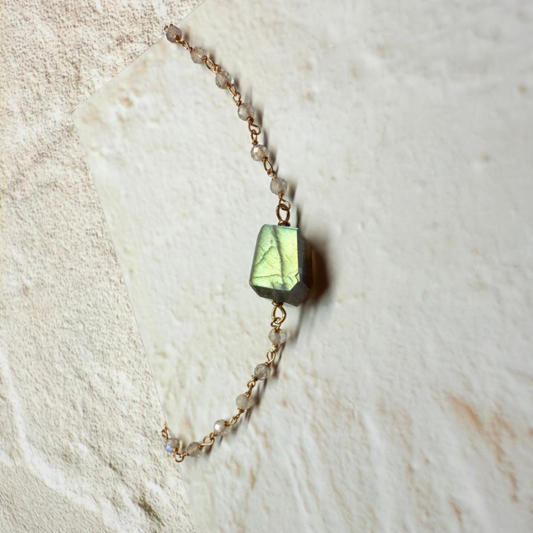 全人手手工繞線手鍊 • 拉長石