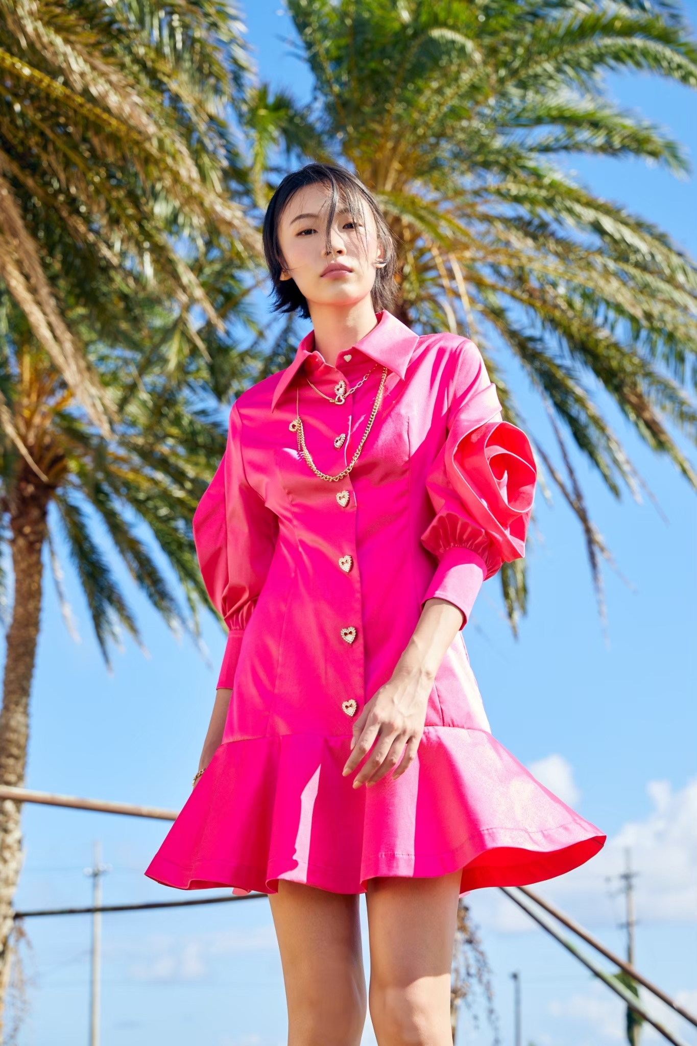 BC1EA057E1 紅色派對立體玫瑰魚尾裙洋