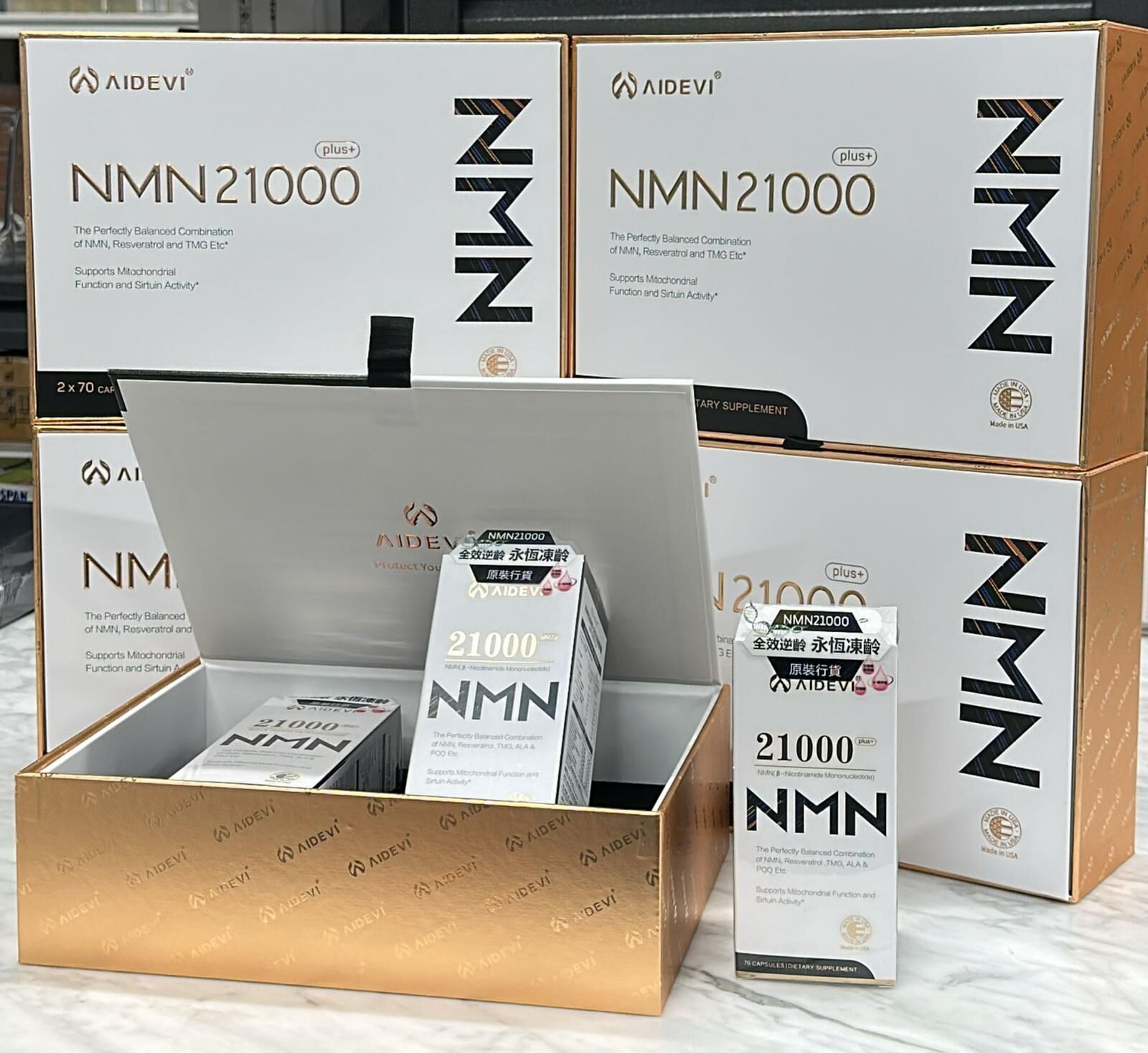 美國AIDEVI 最新升級版 NMN 21000 70粒（奢華禮盒1套2支）[SQ25072201]