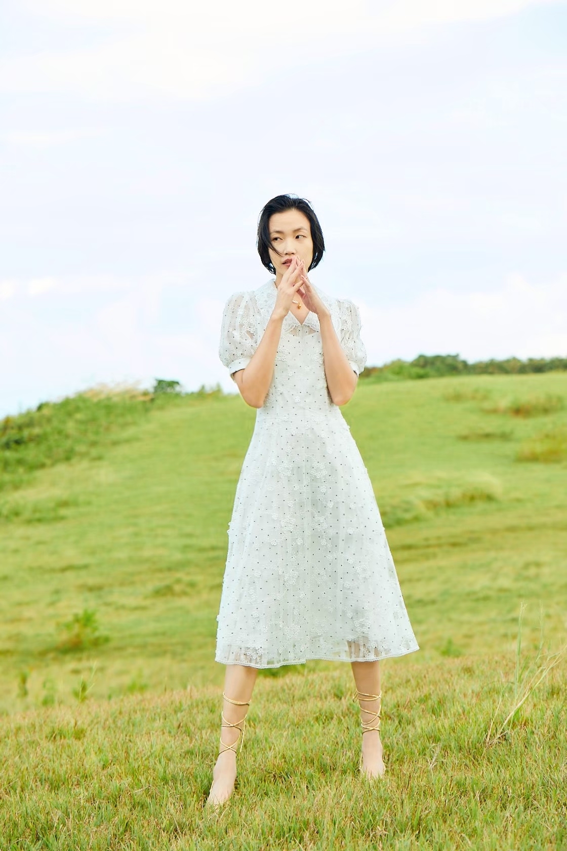 BC1EA060E1 天空之城-莊園晚宴格紋蕾絲復古連衣裙洋