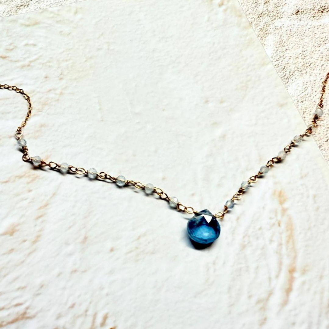 【現貨】全人手手工繞線手鍊 • 海藍寶 A款