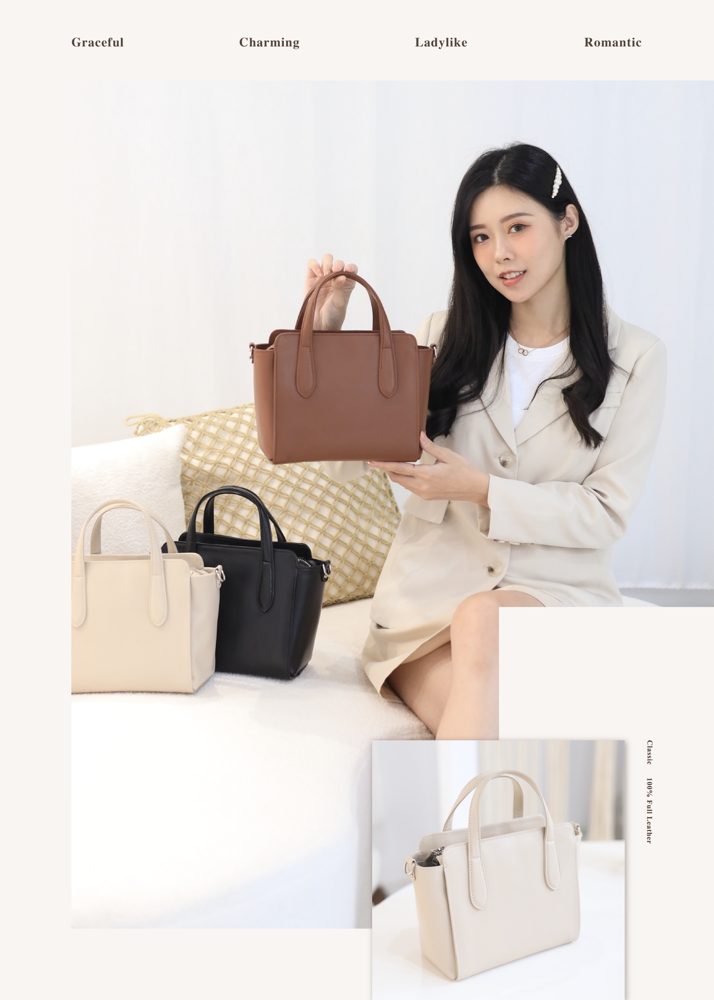 Trista微笑女孩斜背小包 台南製職人手作