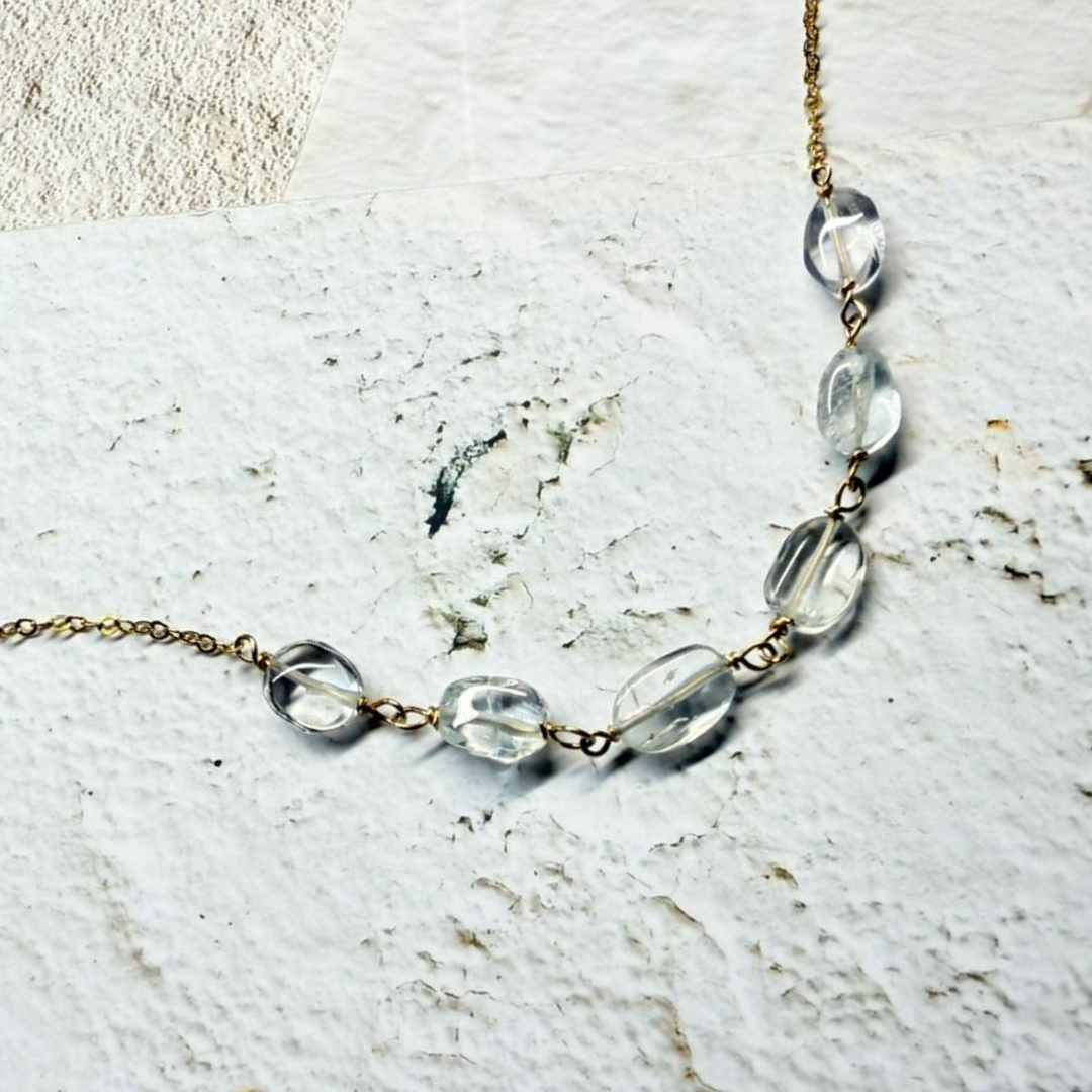 【現貨】全人手手工繞線手鍊 • 海藍寶 B款